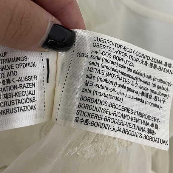 Zara Icons Womens Vest Top XS Ivory Silk Embellished Open Sheer Chiffon NWOT - Picture 6 of 11